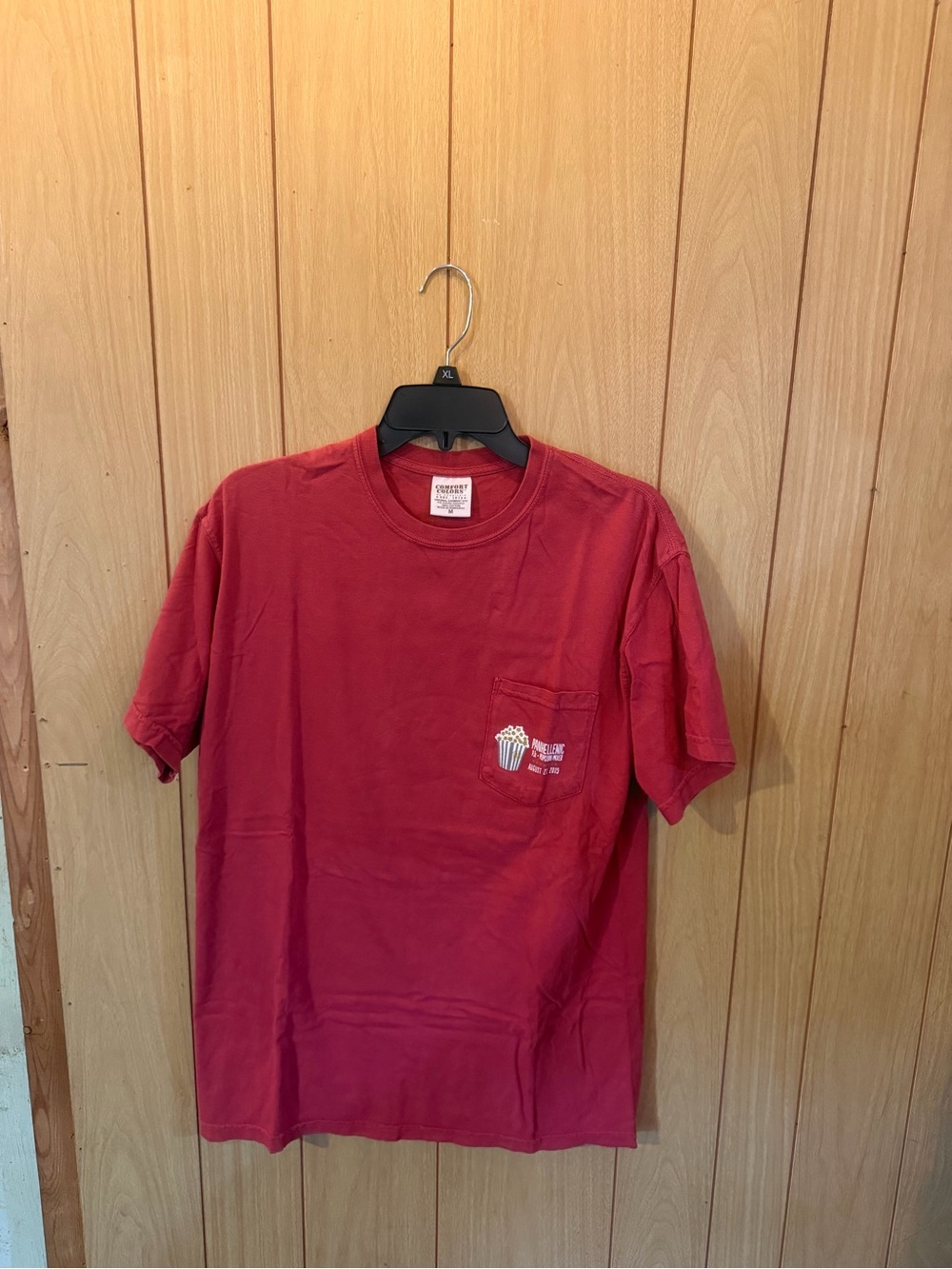 Red Pocket Tee with Popcorn Graphic - Comfort Colors Panhellenic T-shirt